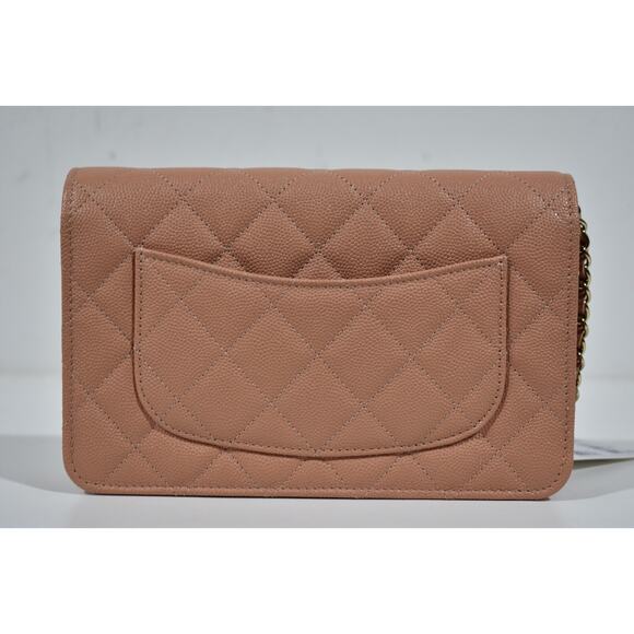 Chanel 23P Beige Caviar Wallet On Chain WOC Gold CC Logo Shoulder Crossbody Bag - Picture 11 of 15